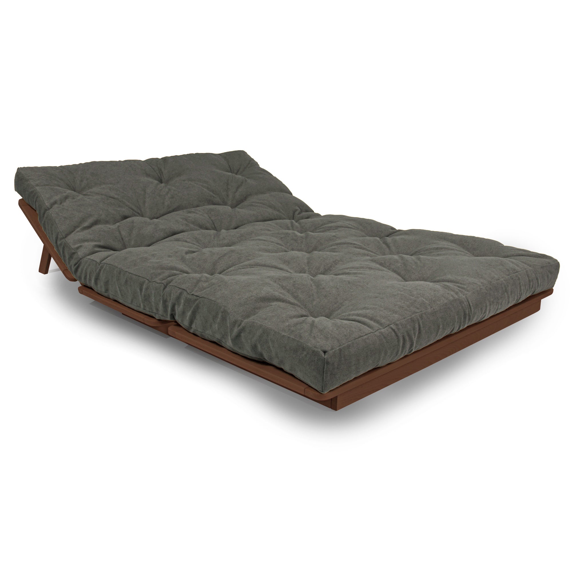 LAYTI-140 Double Futon Bed, Solid Beech Wood, Brown