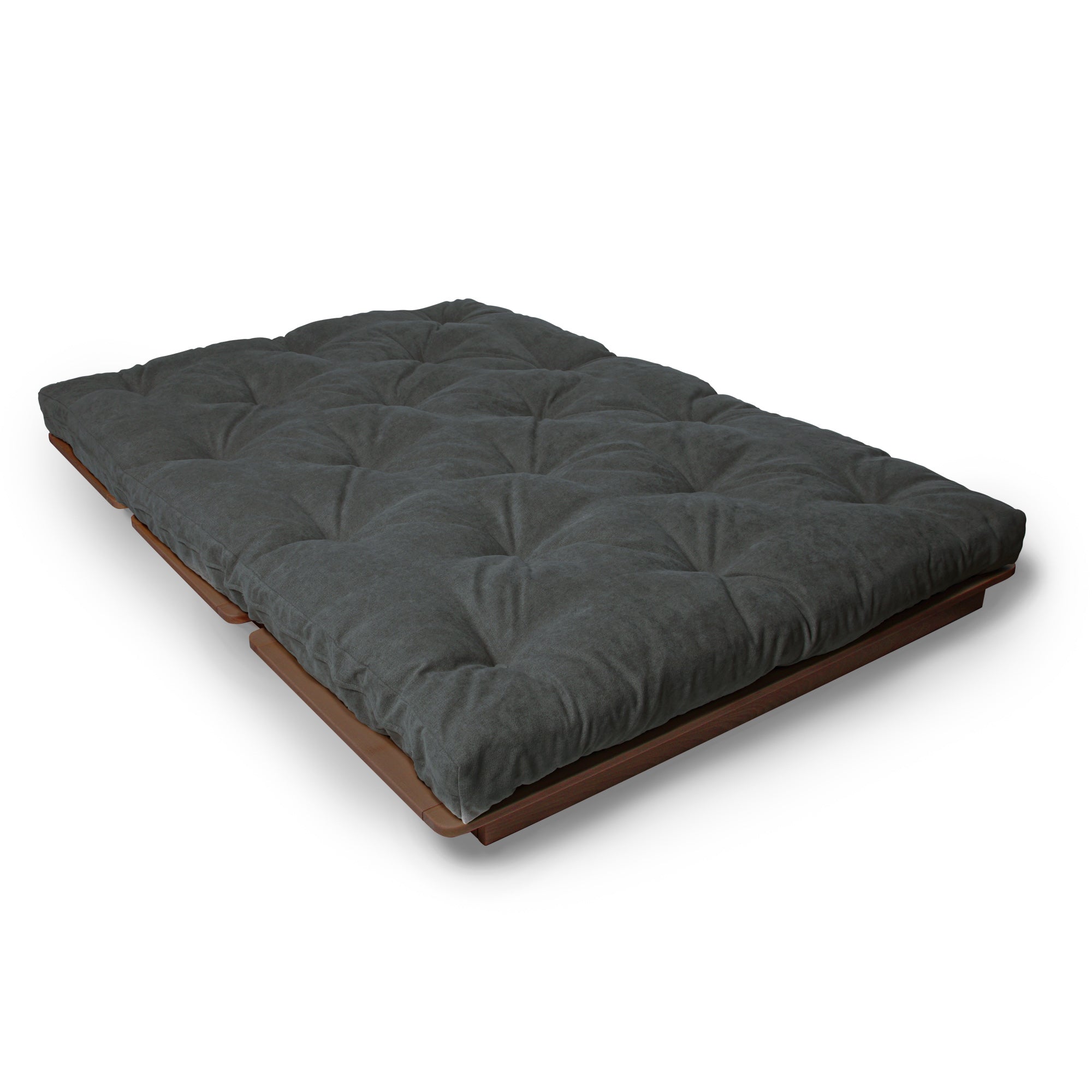 LAYTI-140 Double Futon Bed, Solid Beech Wood, Brown