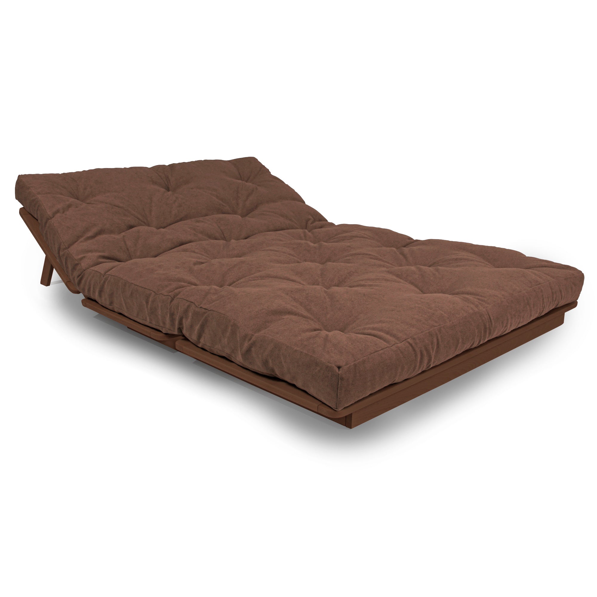 LAYTI-140 Double Futon Bed, Solid Beech Wood, Brown
