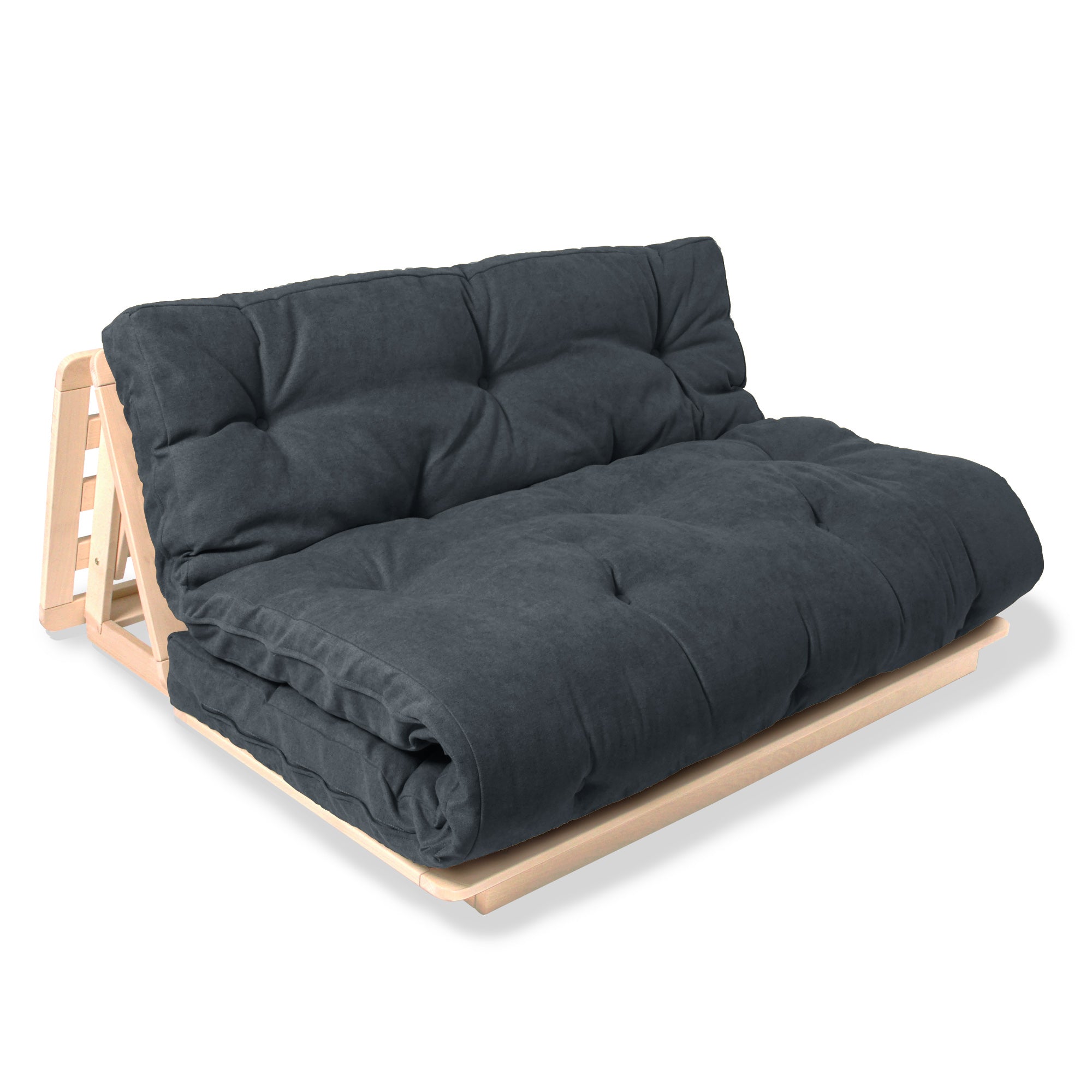 LAYTI-140 Futon Chair, Beech Wood, Natural Colour-graphite fabric