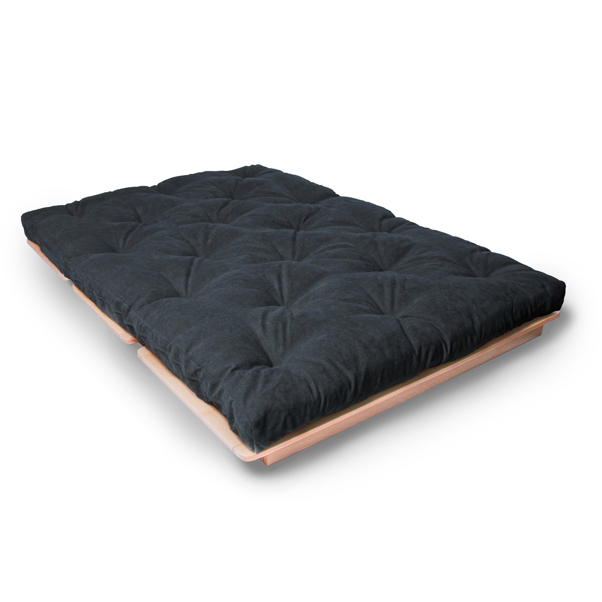 LAYTI-140 Double Futon Sofa Bed, Solid Beech Wood, Natural