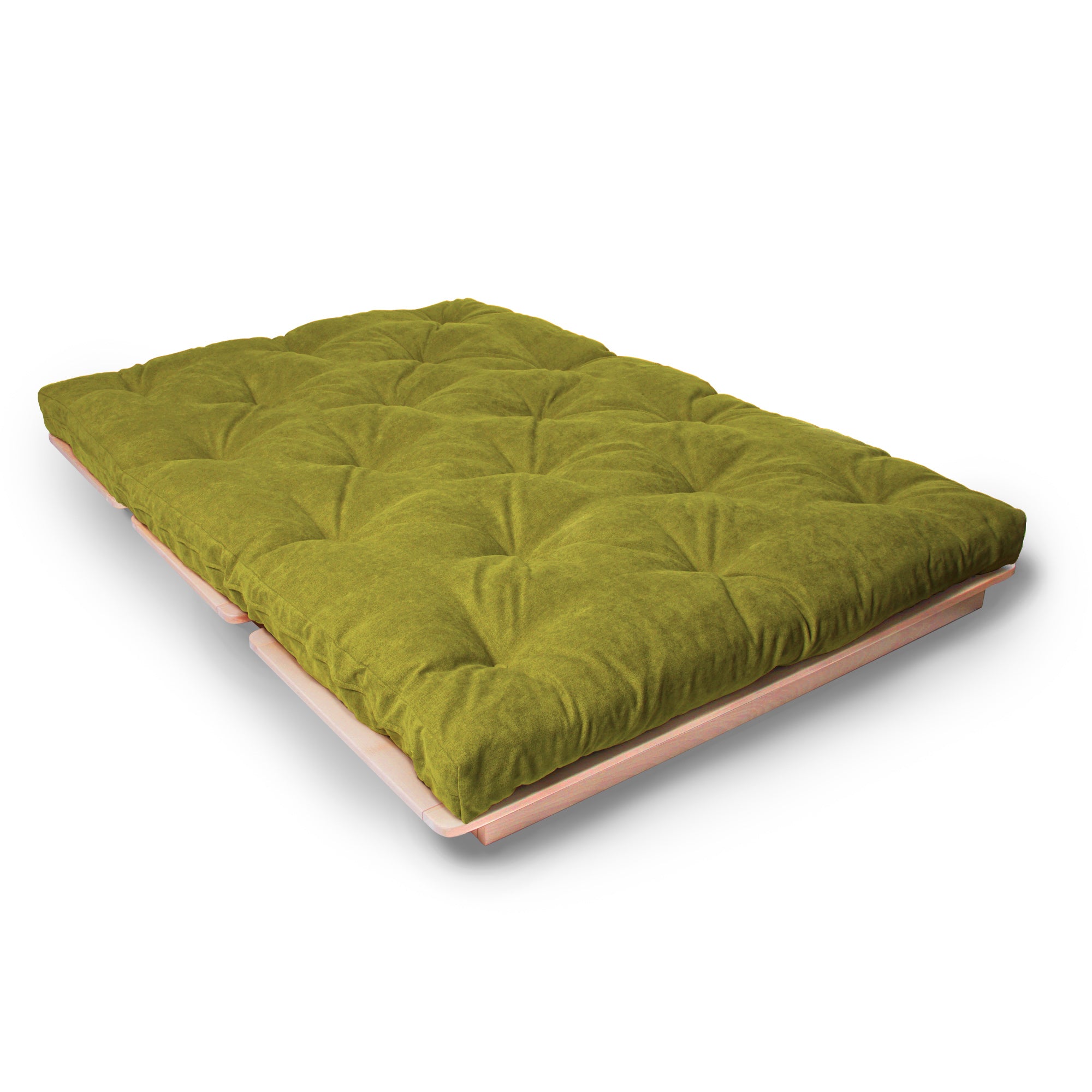 LAYTI-140 Double Futon Sofa Bed, Solid Beech Wood, Natural