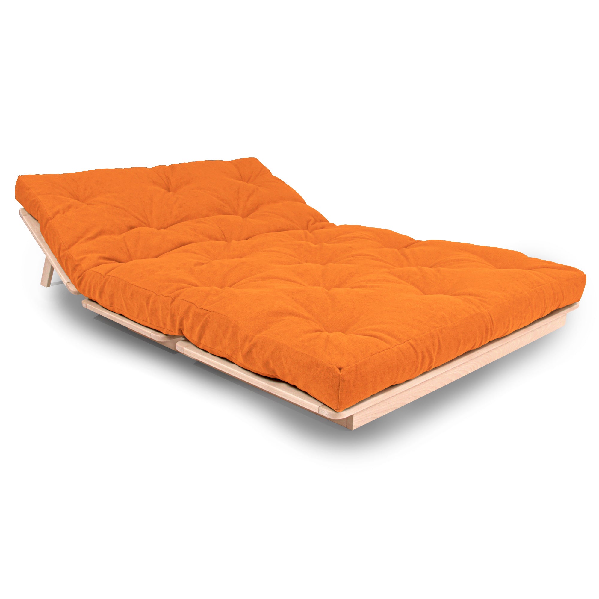 LAYTI-140 Double Futon Sofa Bed, Solid Beech Wood, Natural
