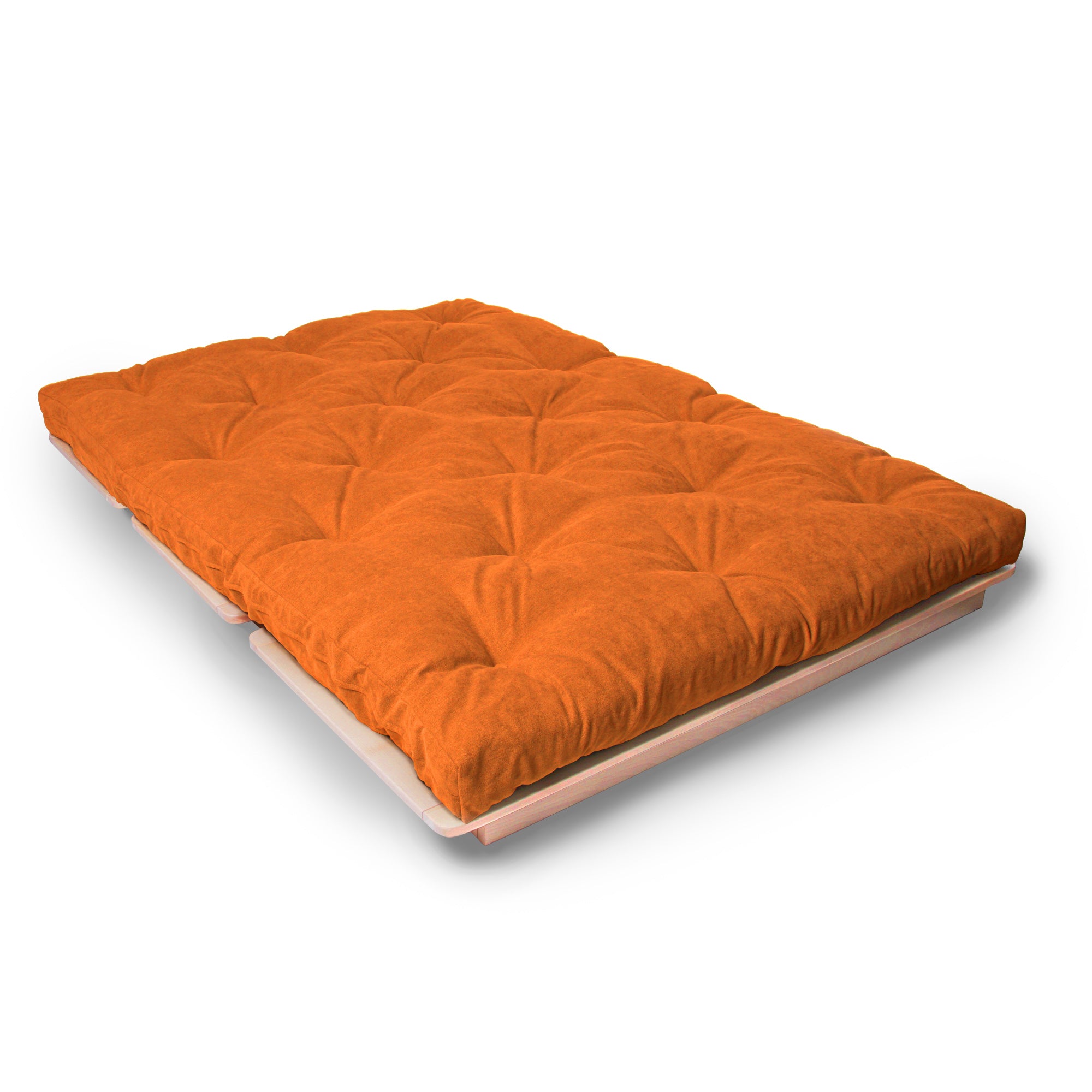 LAYTI-140 Double Futon Sofa Bed, Solid Beech Wood, Natural