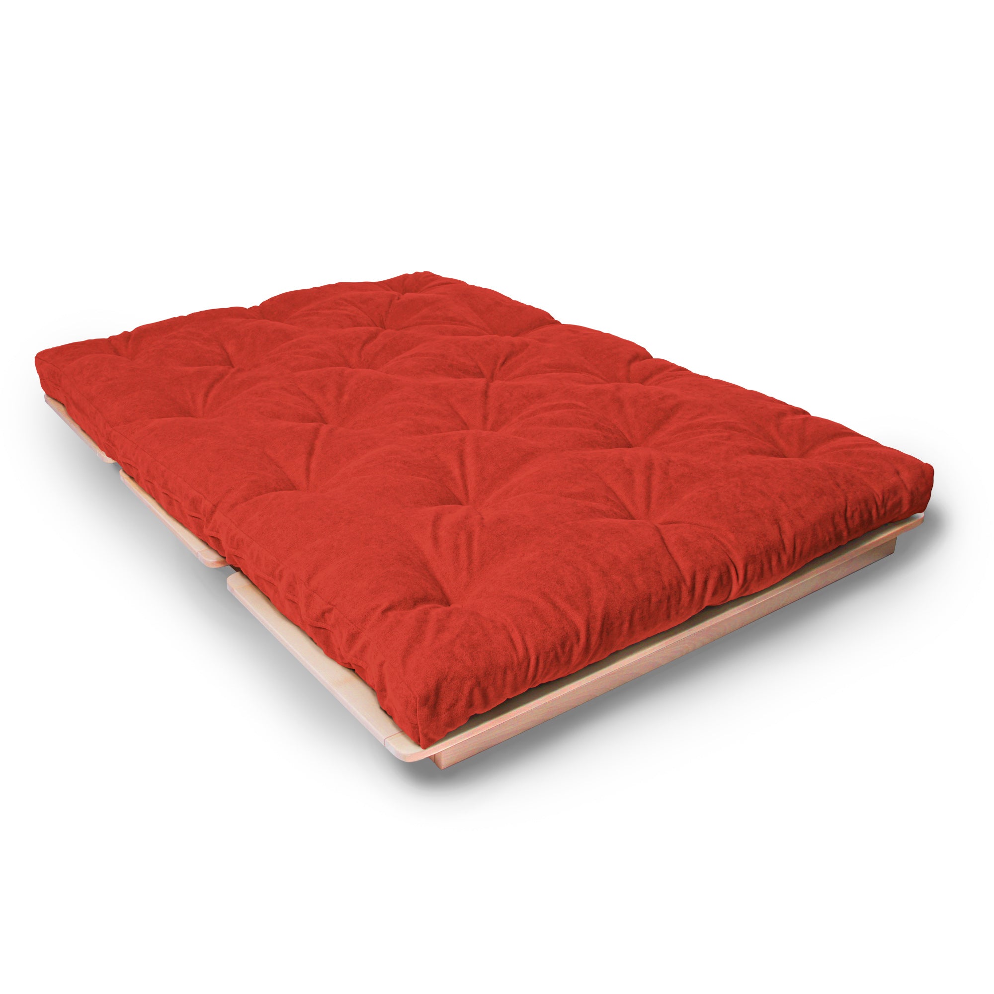 LAYTI-140 Double Futon Sofa Bed, Solid Beech Wood, Natural