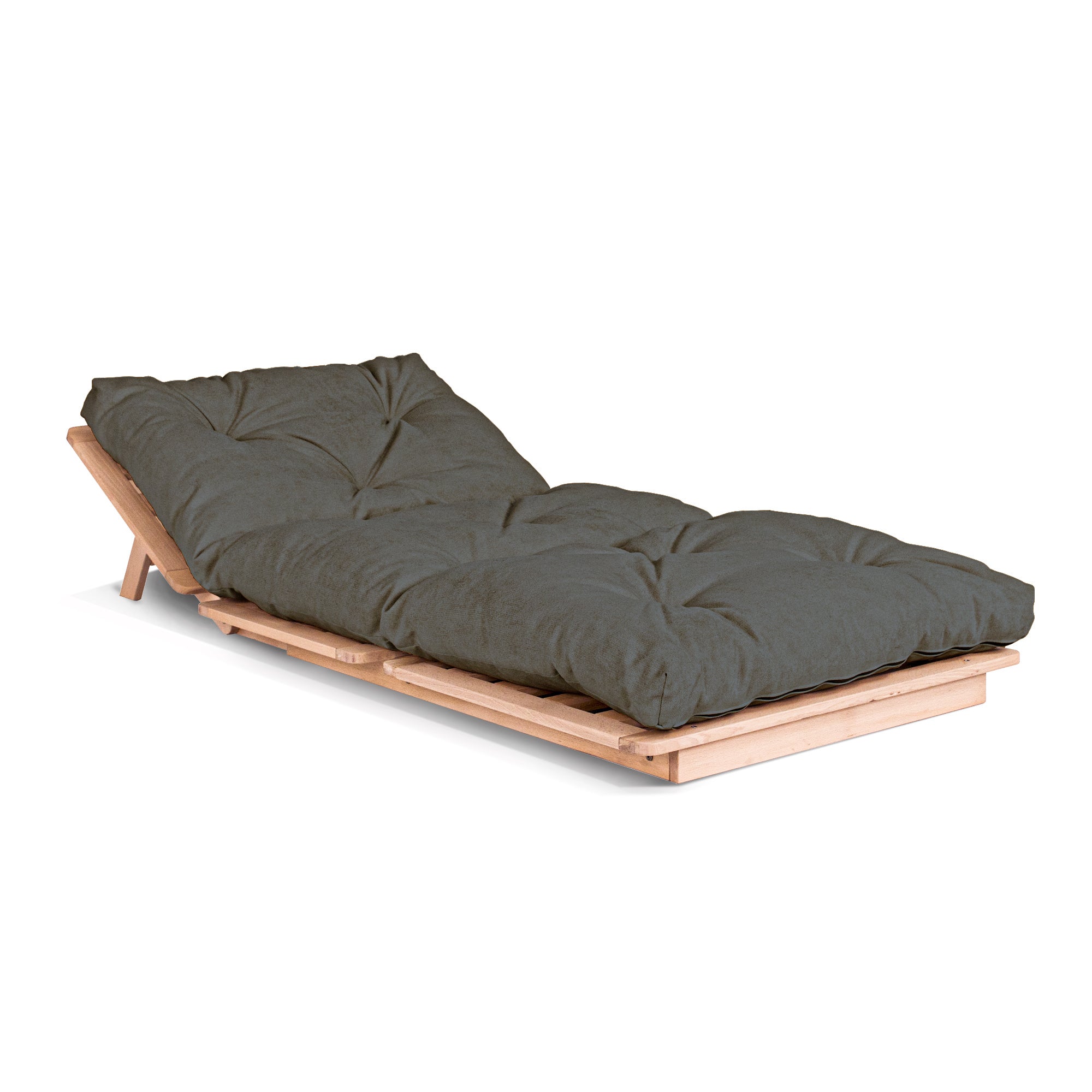 LAYTI-90 Single Futon Bed Chair, Solid Beech Wood, Natural