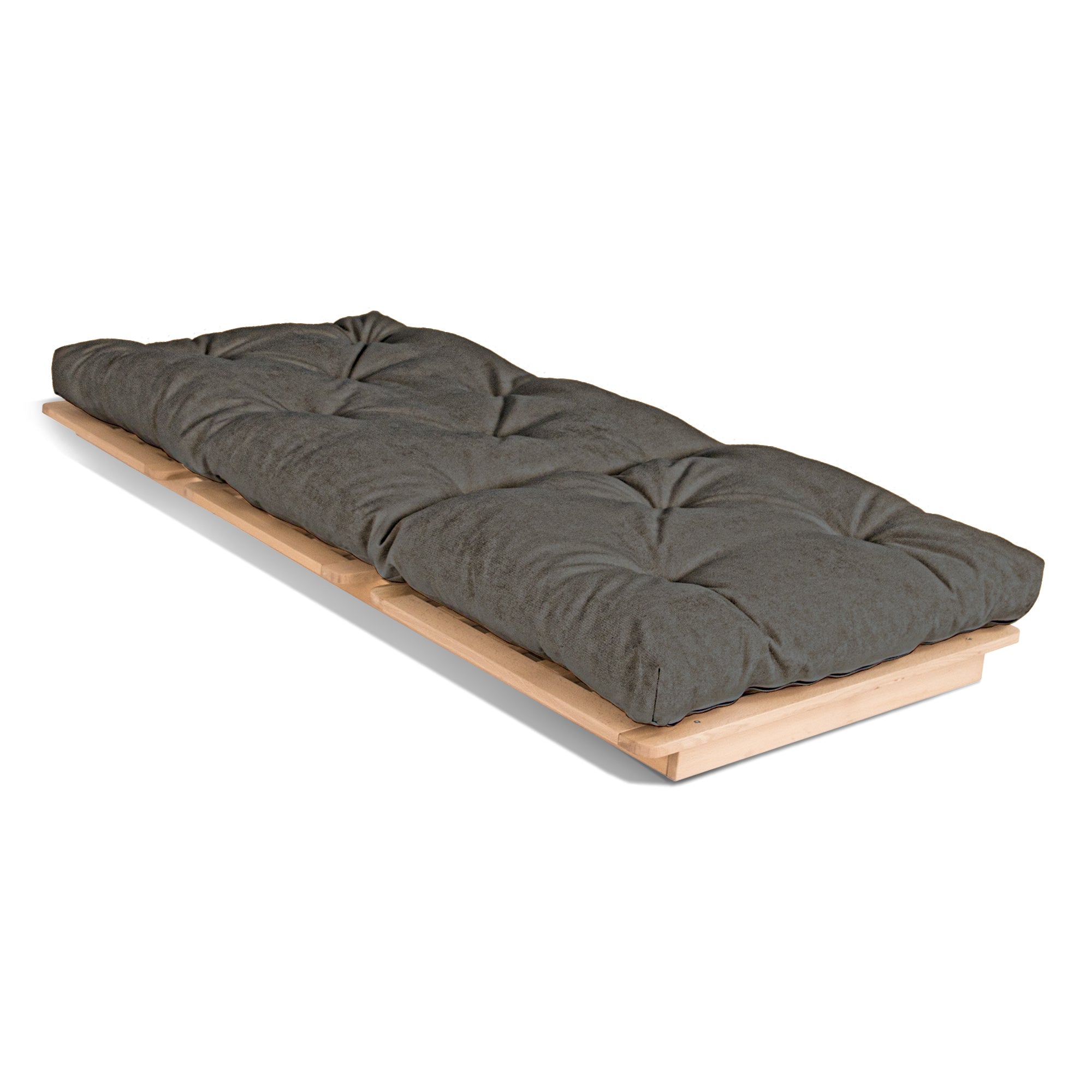 LAYTI-90 Single Futon Bed Chair, Solid Beech Wood, Natural