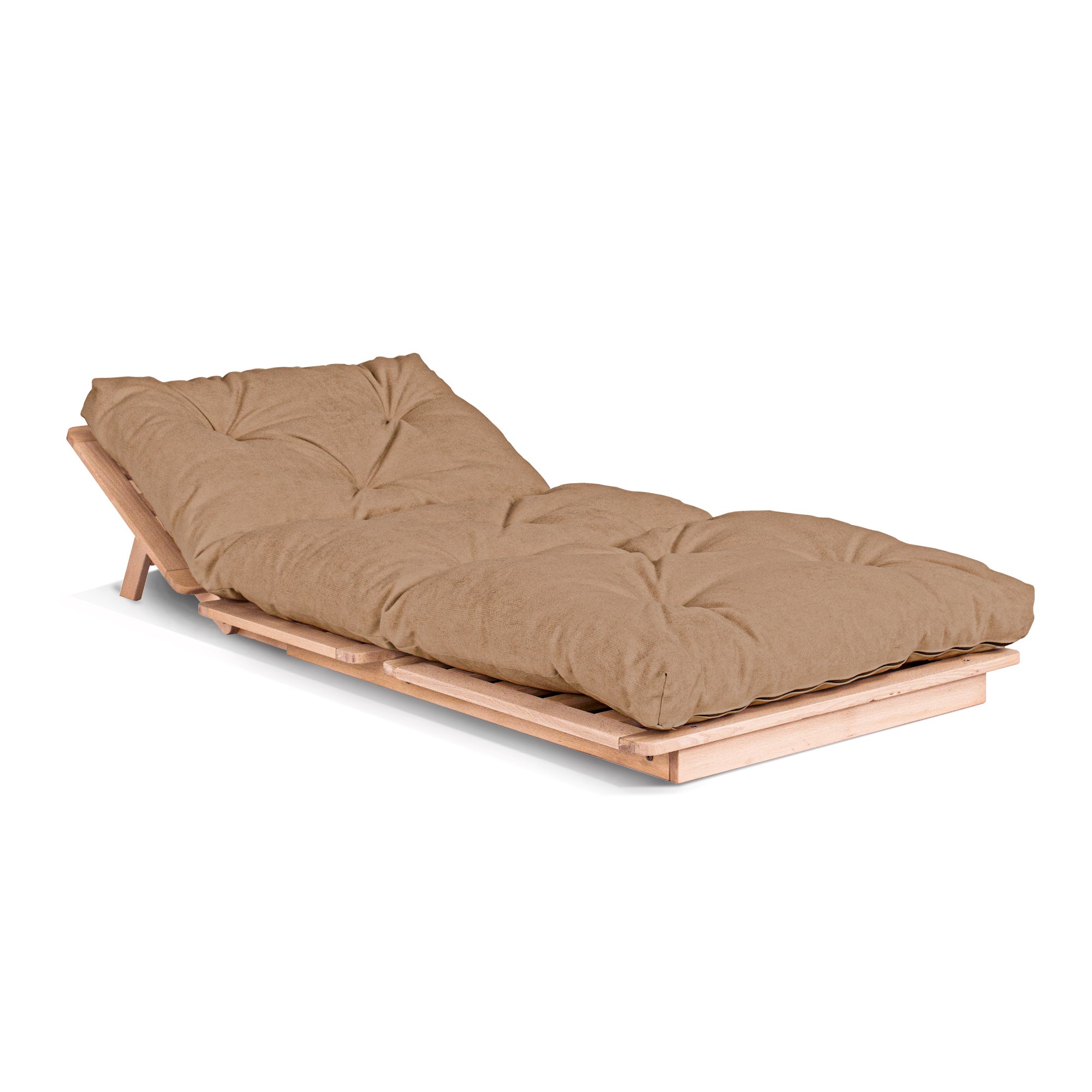 LAYTI-90 Single Futon Bed Chair, Solid Beech Wood, Natural