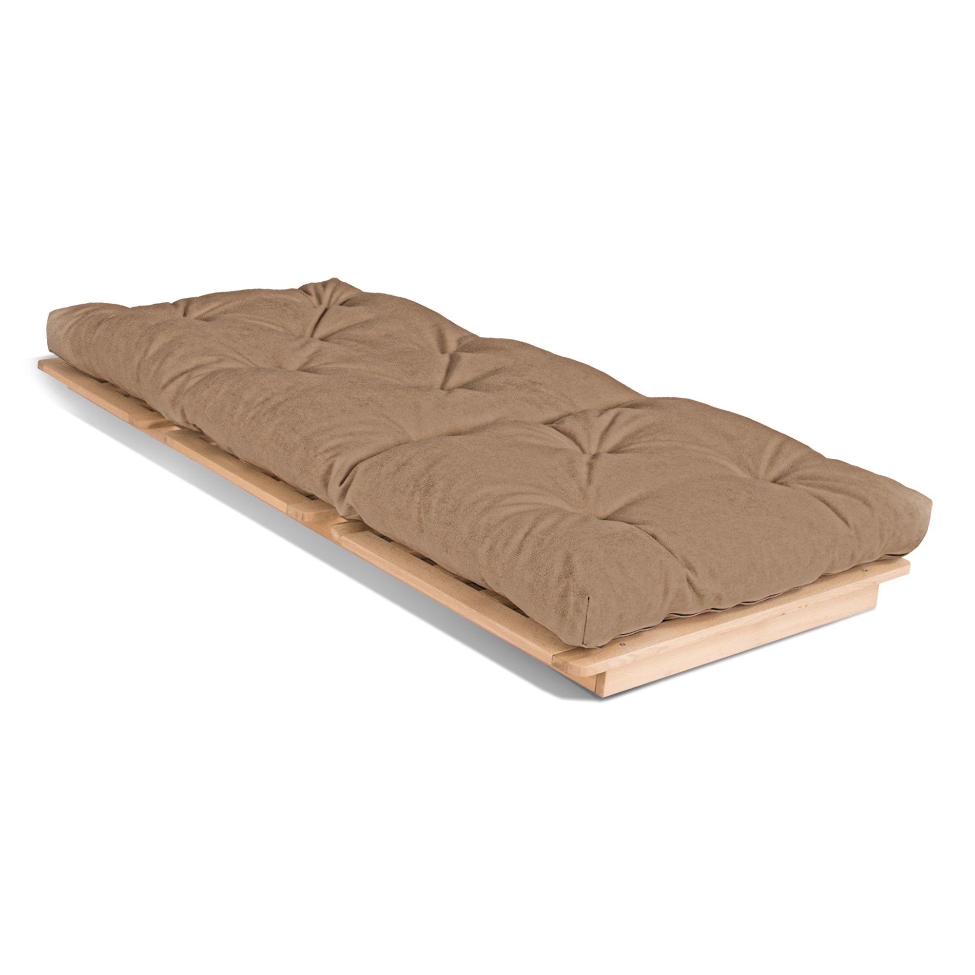 LAYTI-90 Single Futon Bed Chair, Solid Beech Wood, Natural
