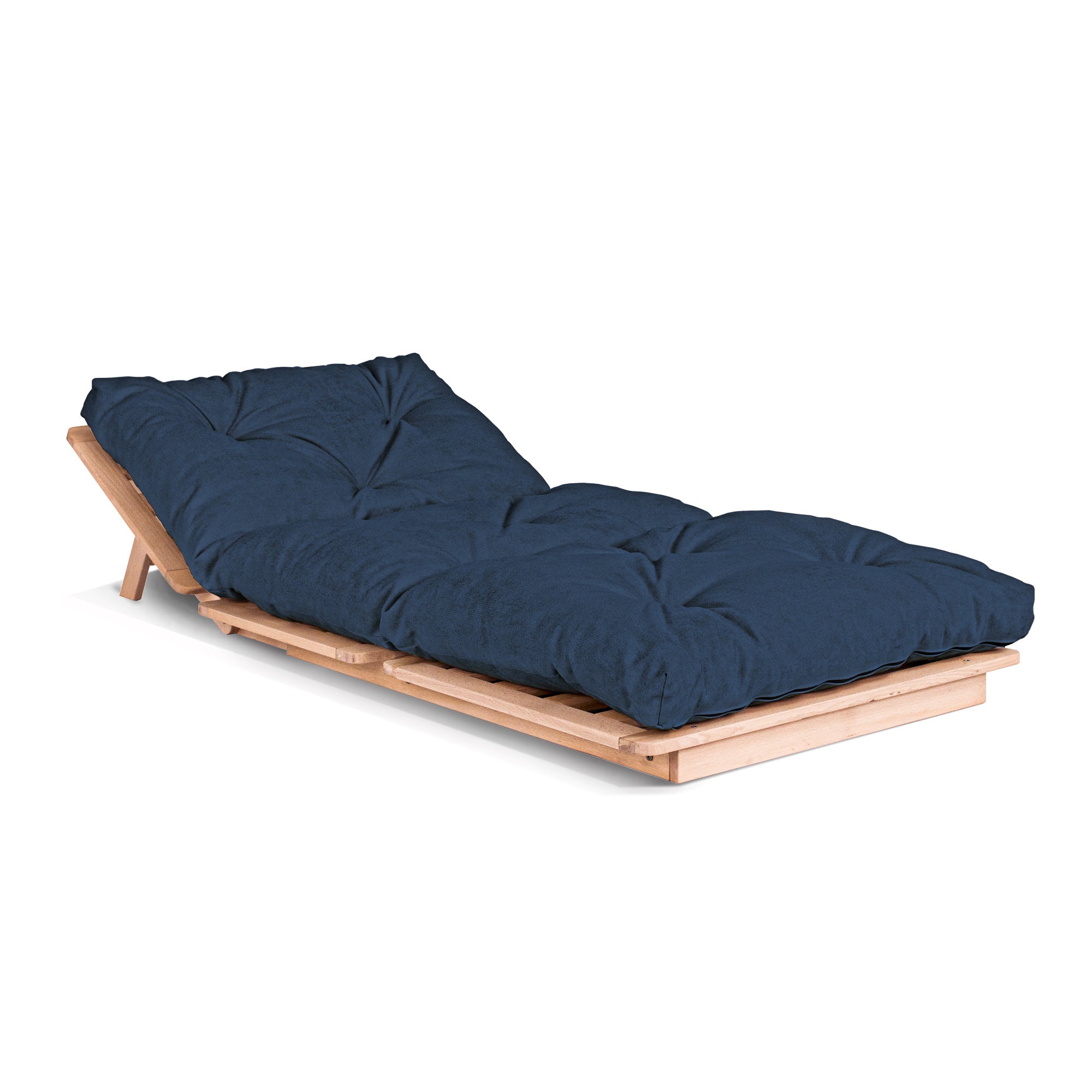 LAYTI-90 Single Futon Bed Chair, Solid Beech Wood, Natural