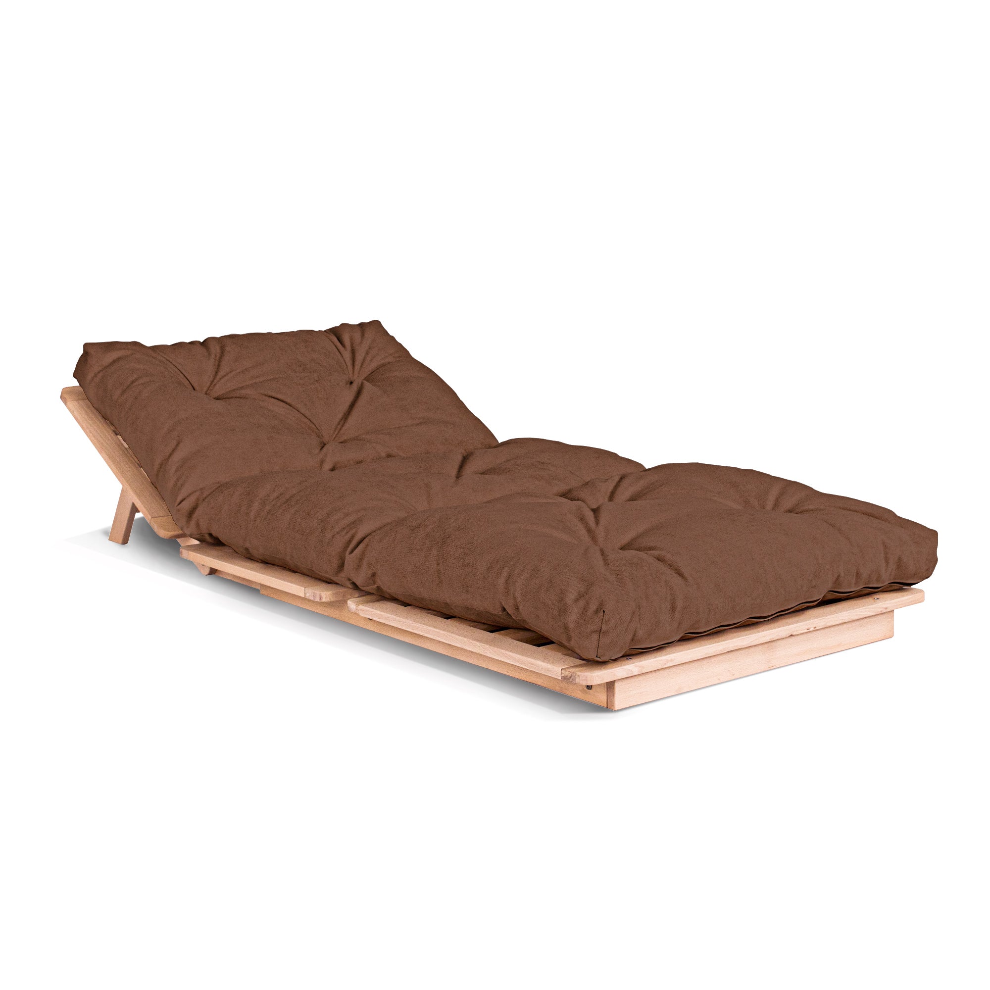 LAYTI-90 Single Futon Bed Chair, Solid Beech Wood, Natural