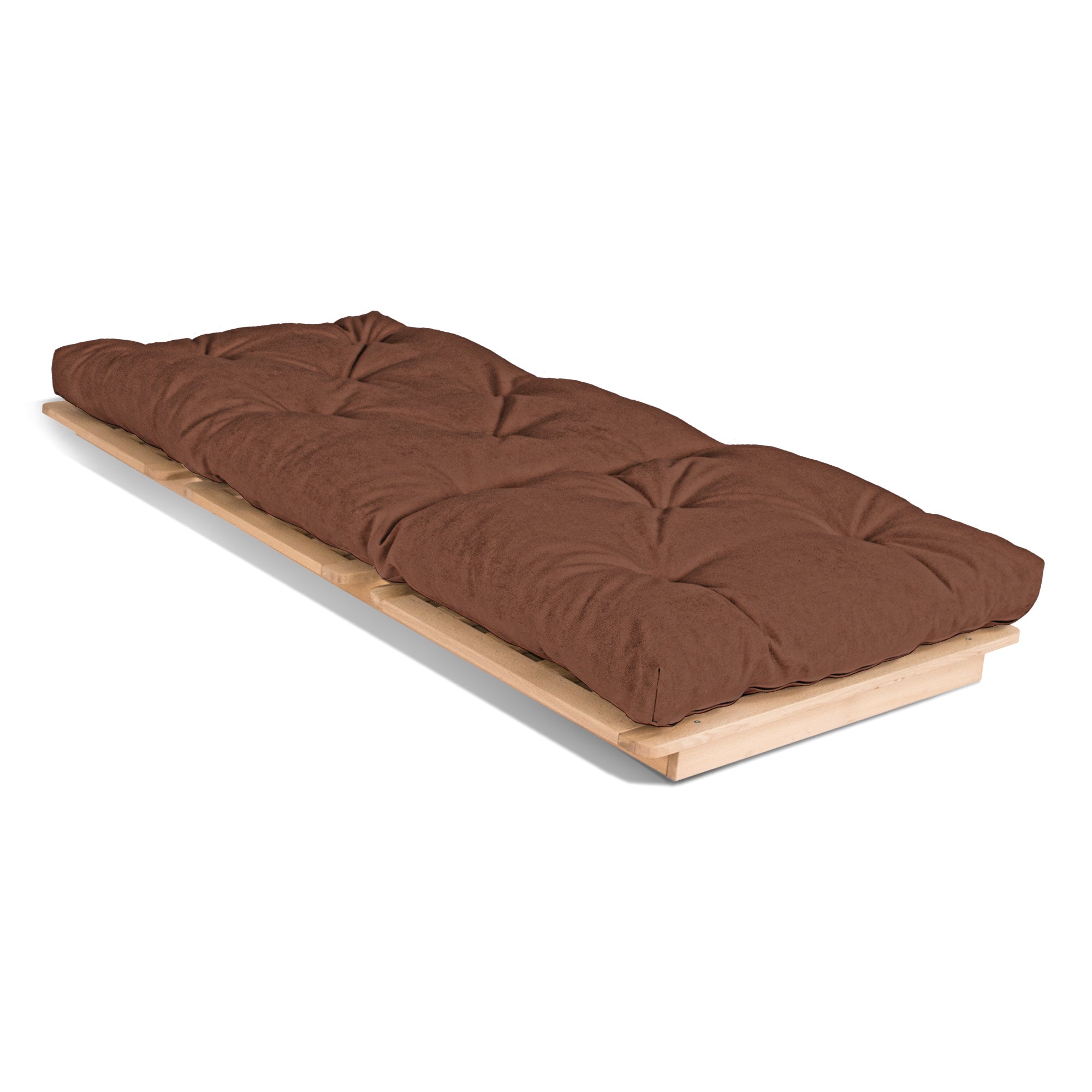 LAYTI-90 Single Futon Bed Chair, Solid Beech Wood, Natural