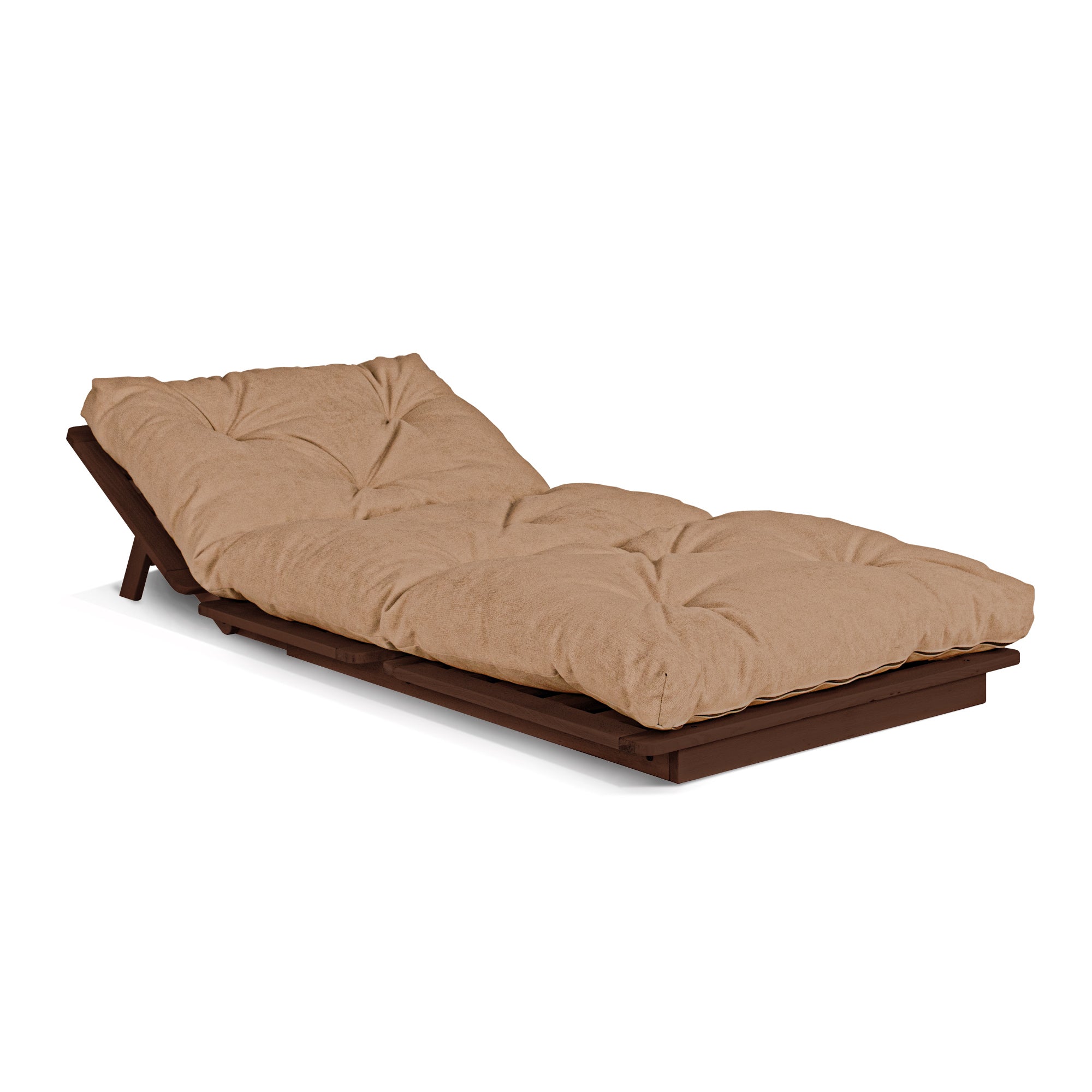 LAYTI-90 Single Futon Sofa Bed, Solid Hardwood, Brown