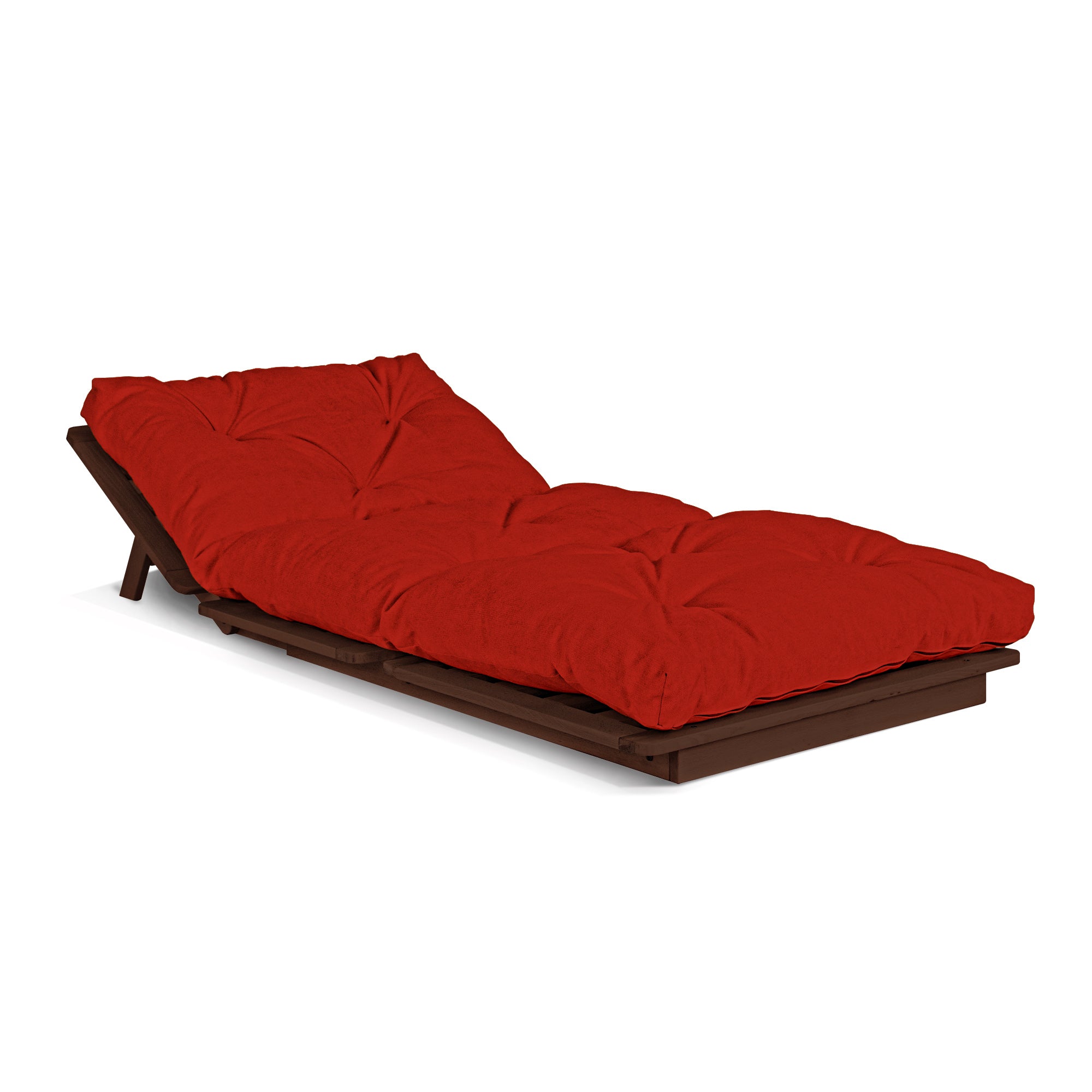 LAYTI-90 Single Futon Sofa Bed, Solid Hardwood, Brown