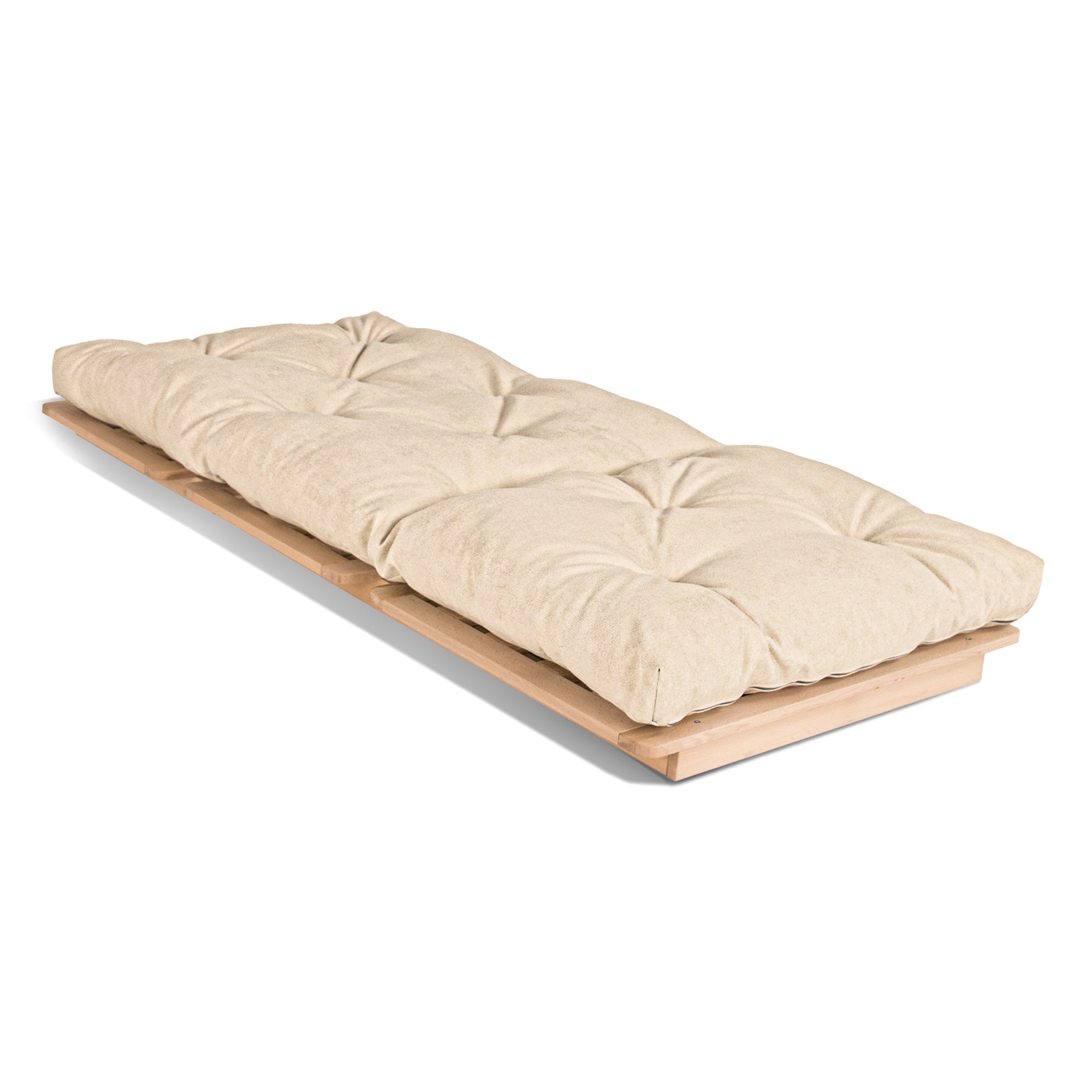 LAYTI-90 Single Futon Bed Chair, Solid Beech Wood, Natural