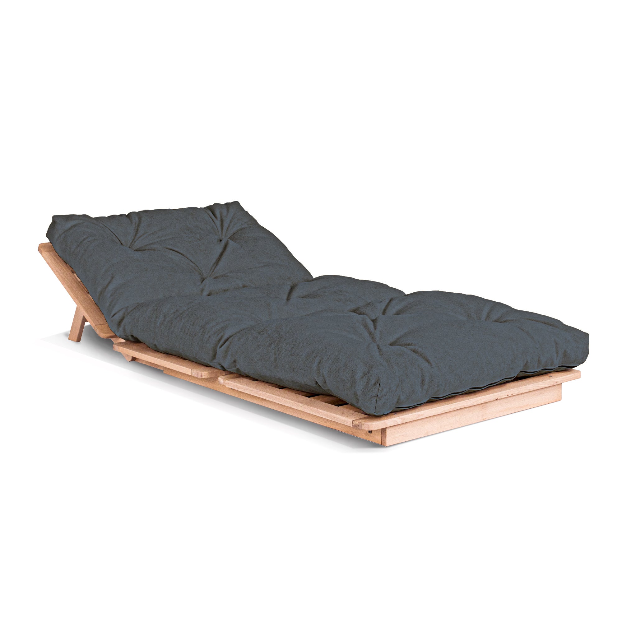 LAYTI-90 Single Futon Bed Chair, Solid Beech Wood, Natural