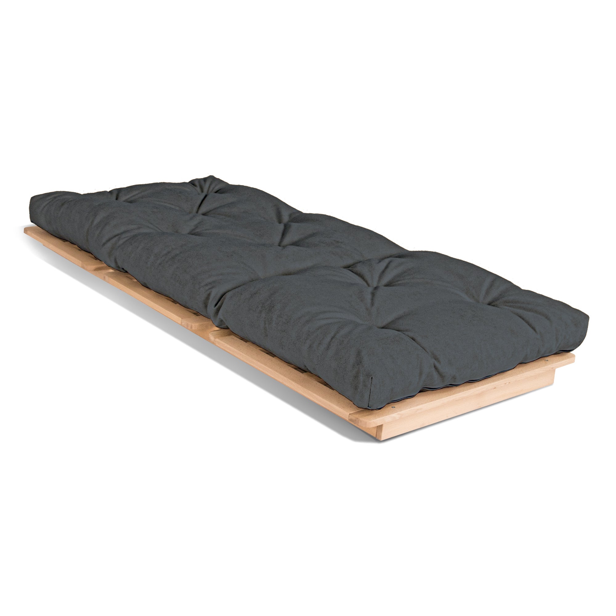 LAYTI-90 Single Futon Bed Chair, Solid Beech Wood, Natural