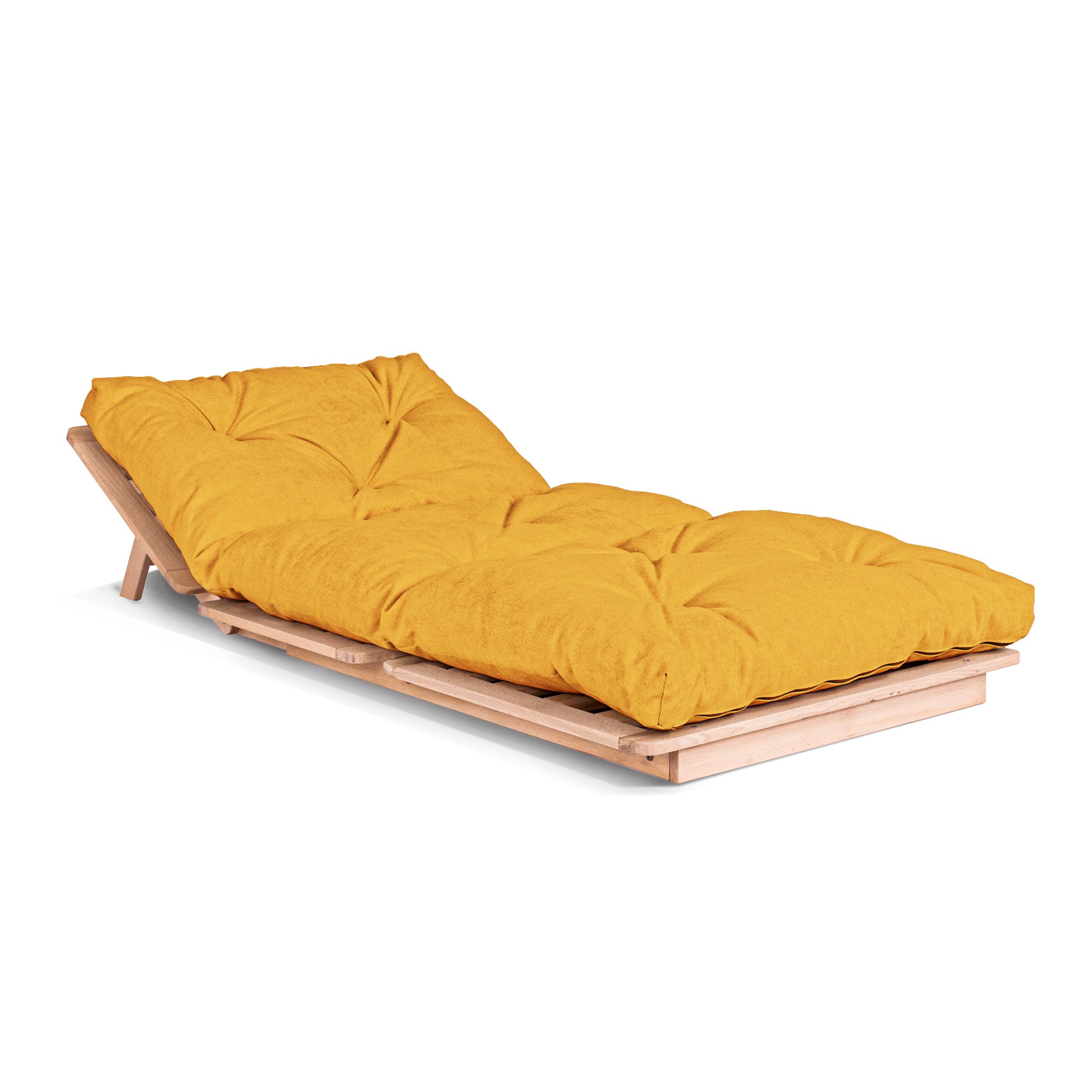 LAYTI-90 Single Futon Bed Chair, Solid Beech Wood, Natural