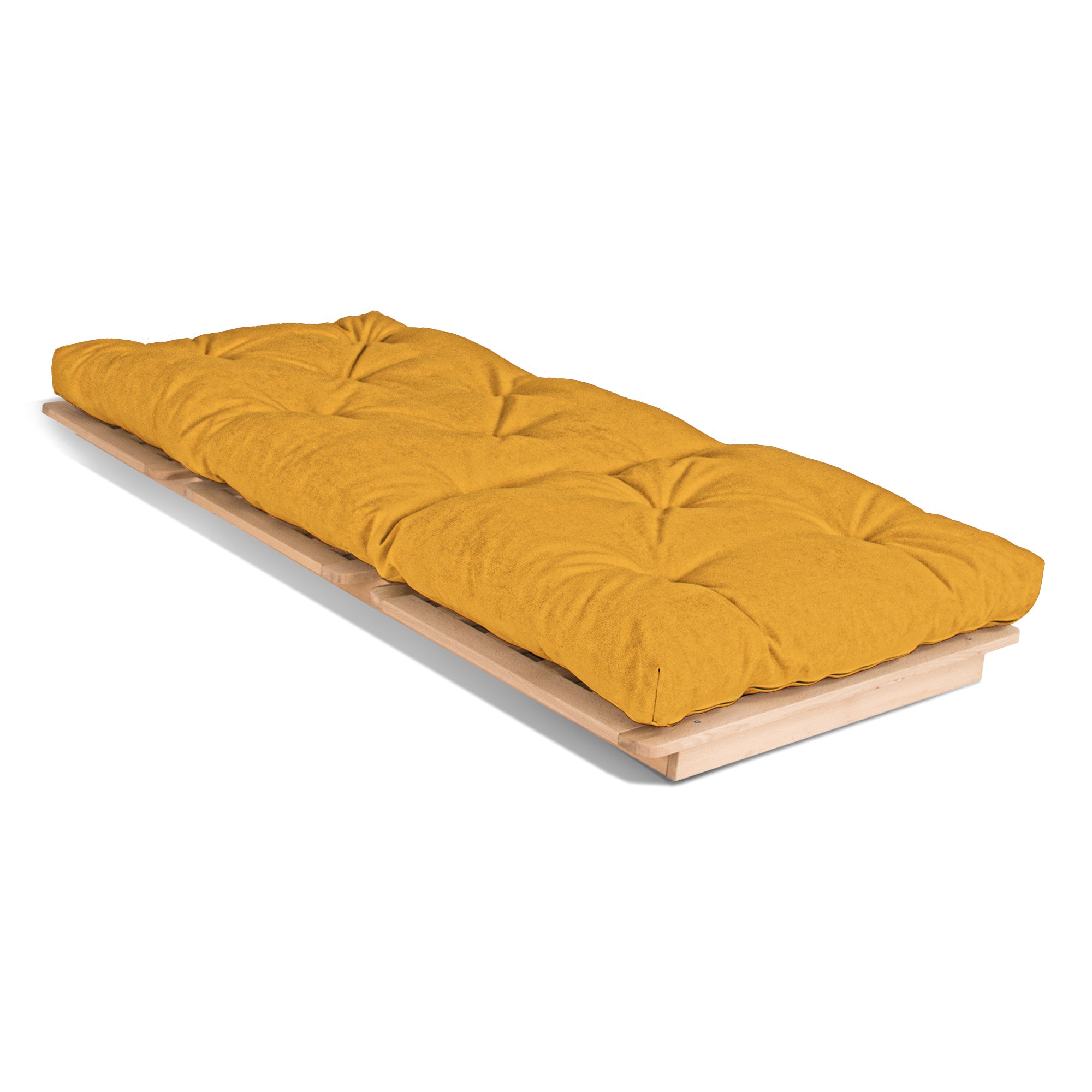 LAYTI-90 Single Futon Bed Chair, Solid Beech Wood, Natural