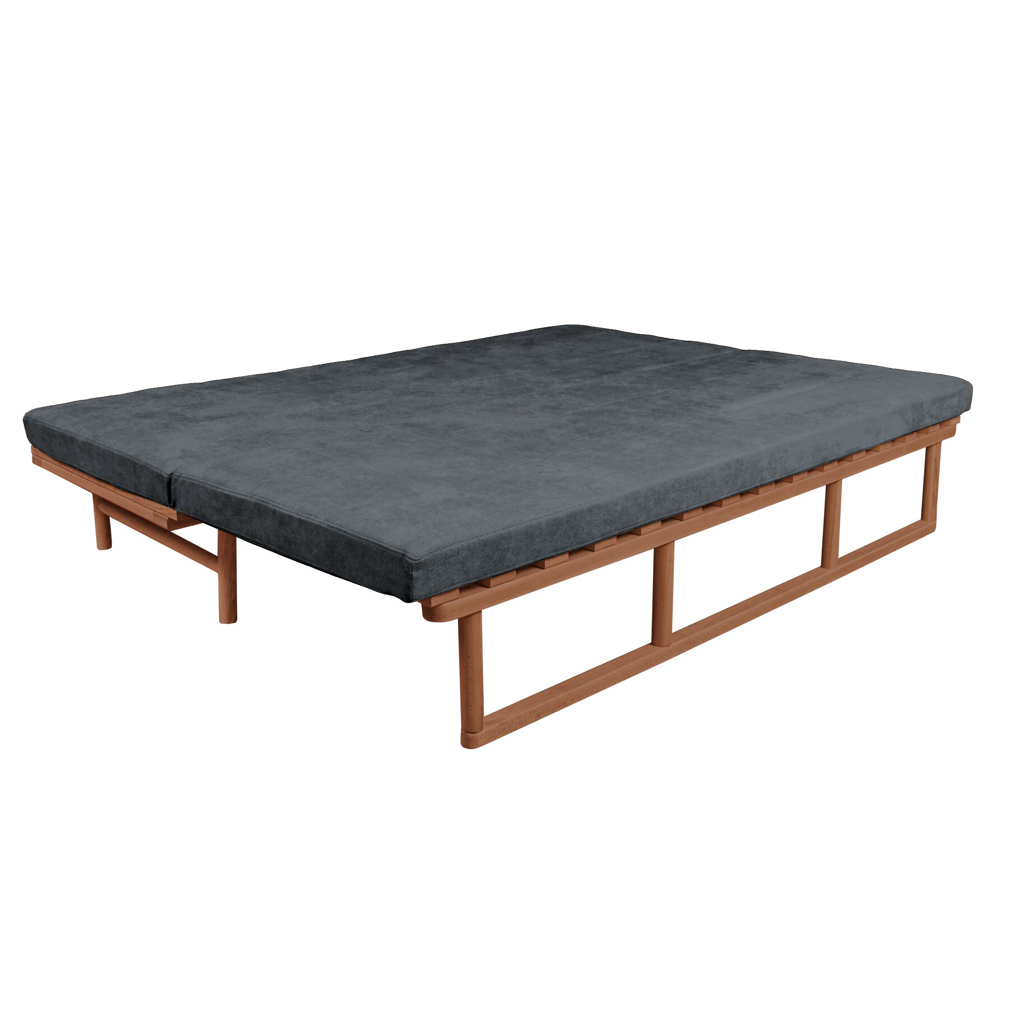 Le MAR Folding Daybed, Beech Wood Frame, Caramel Colour-graphite upholstery-folded view