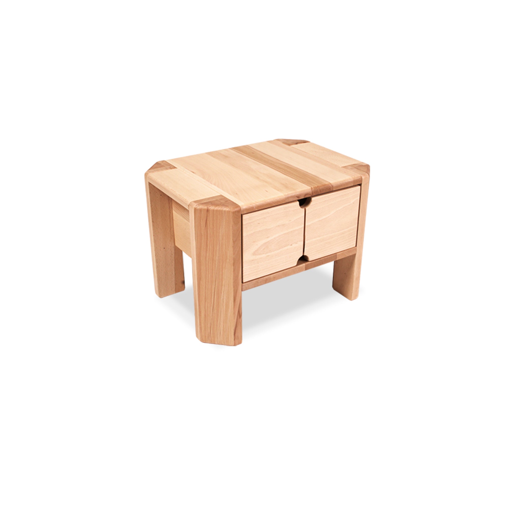 LOFT Bedside Table, Beech Wood-natural colour-with doors