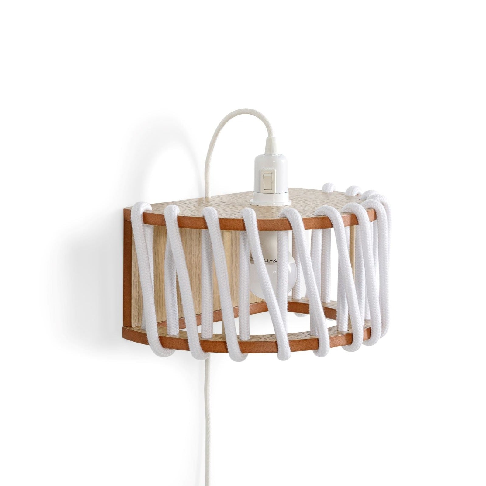 MACARON Wall Lamp White 30 cm bulb holder is up half-side view