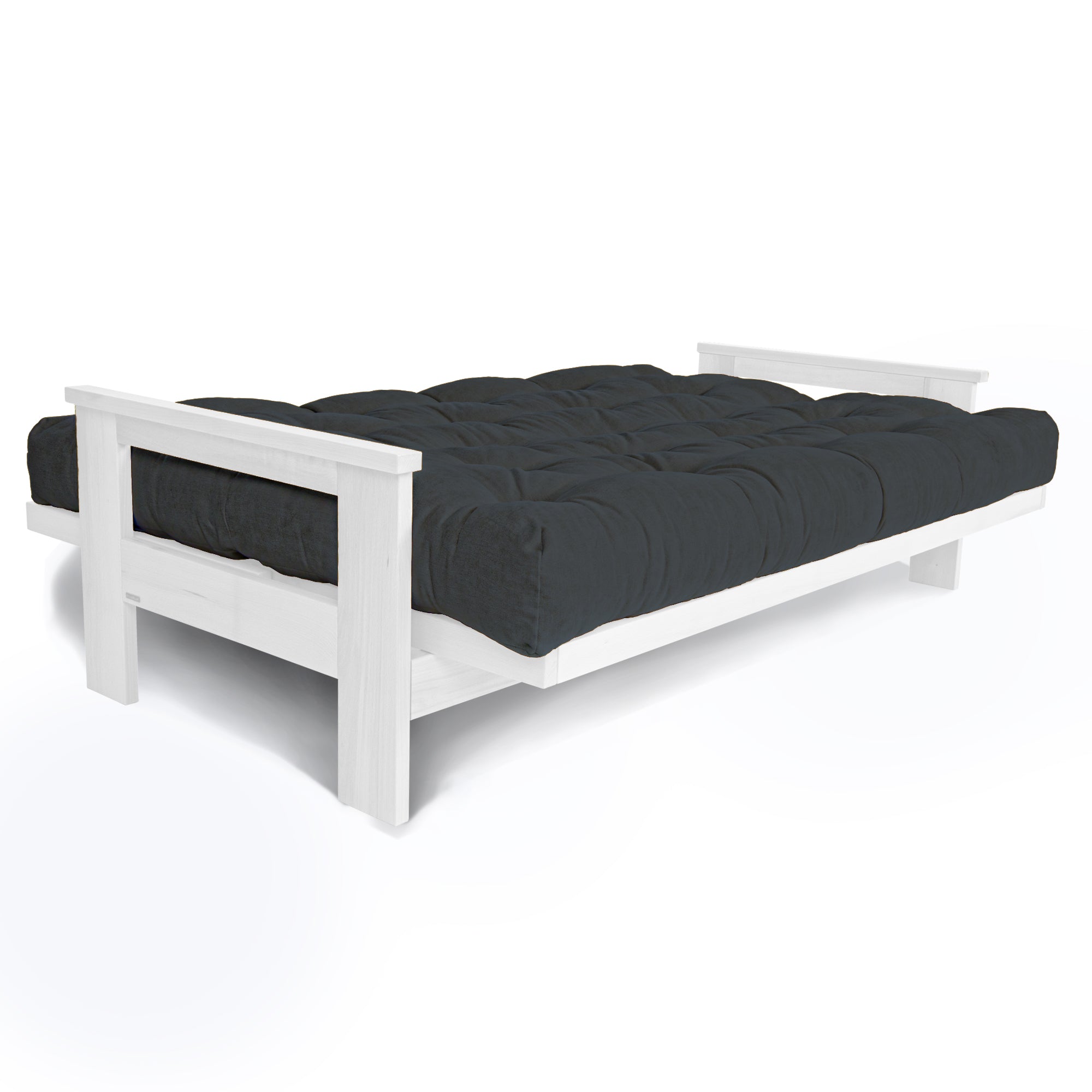 MEXICO 3 Seater Click Clack Futon Solid Beech Wood, White Colour