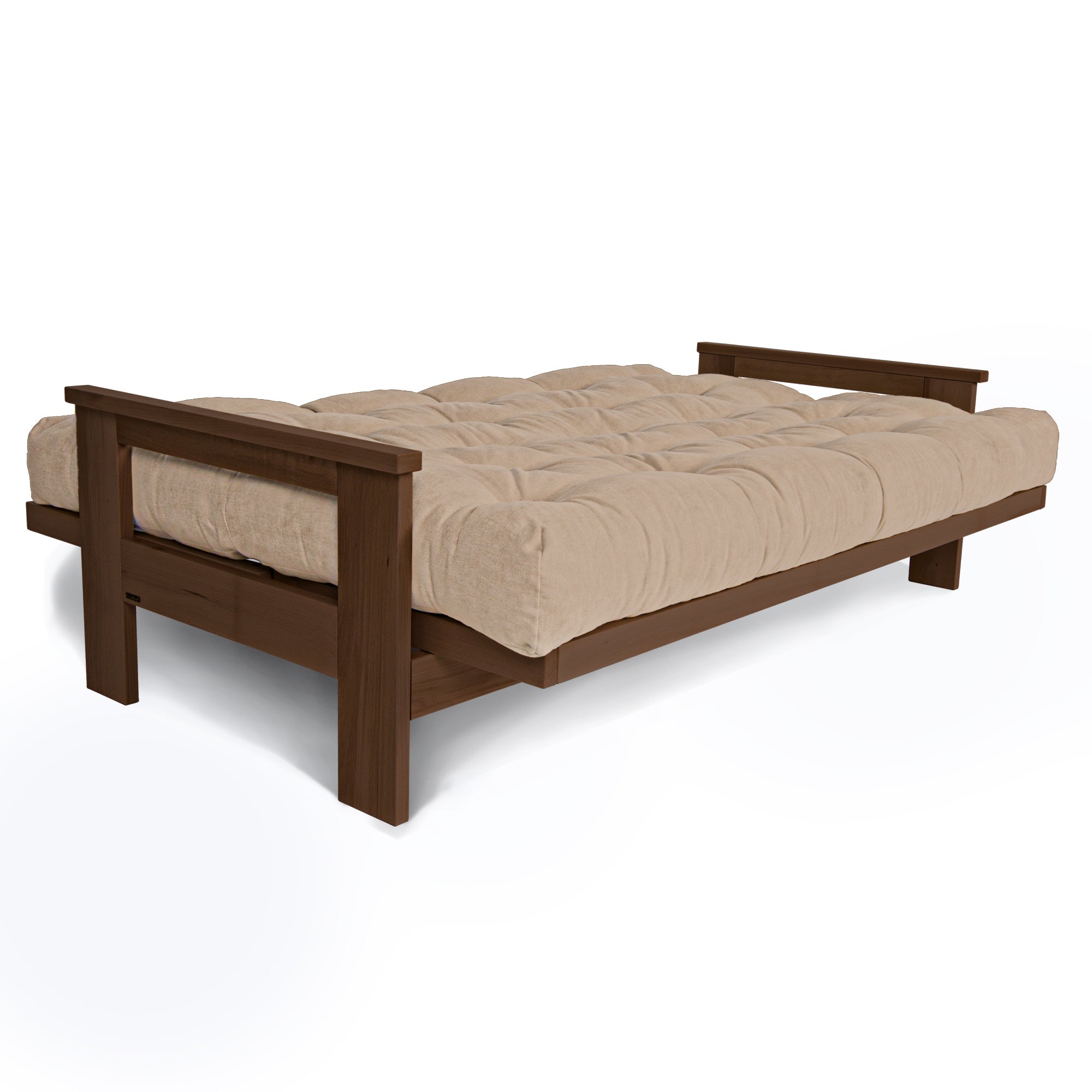 MEXICO Three-seat Futon Sofa Bed Solid Hardwood, Brown Colour