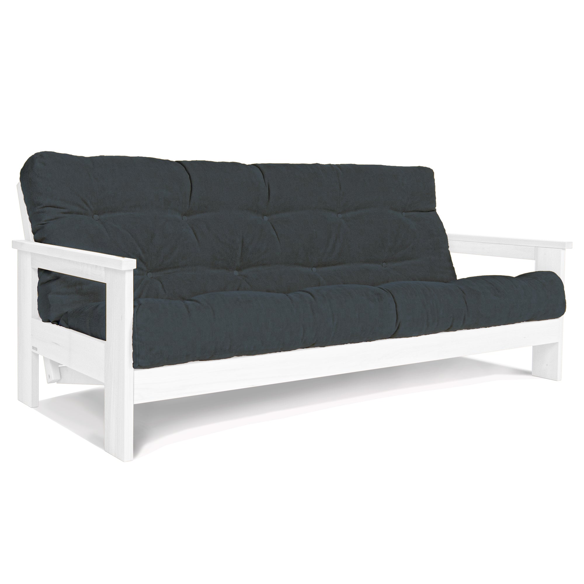 MEXICO Folding Sofa Bed-Beech Wood Frame White-graphite fabric colourMEXICO Folding Sofa Bed, Beech Wood Frame, White Colour-graphite fabric