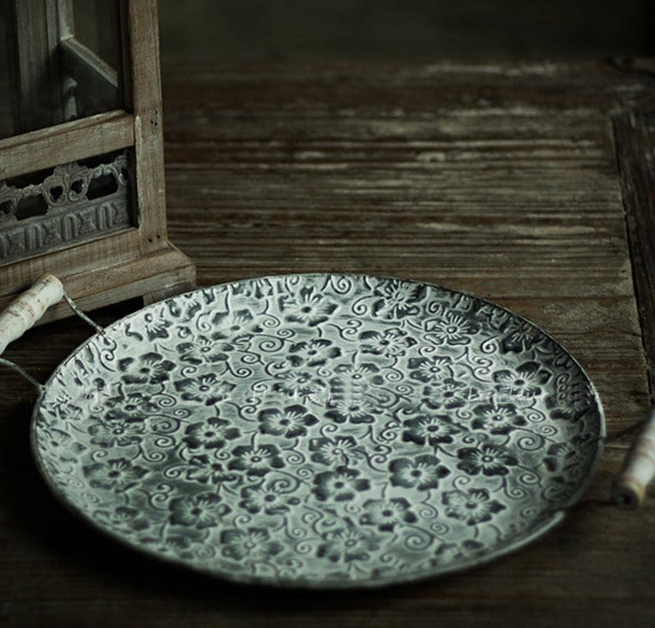 Handcrafted Round Retro Metal Plate