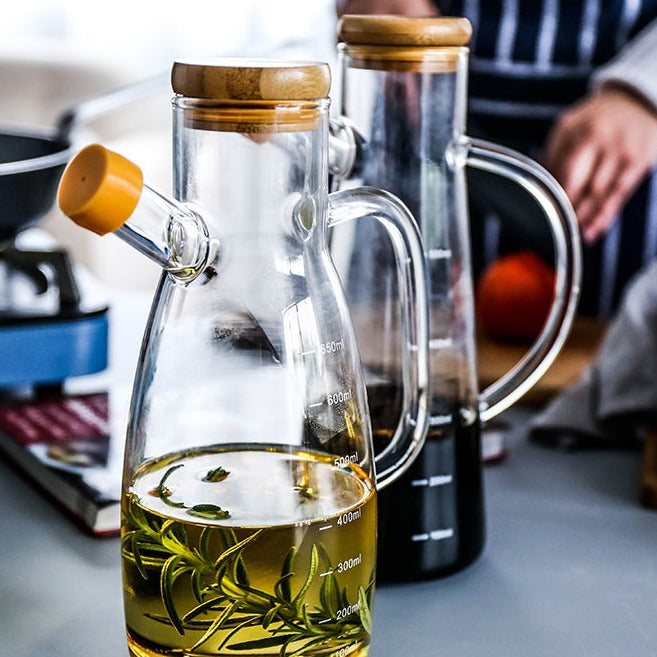 Transparent Glass Oil Bottle with Handle