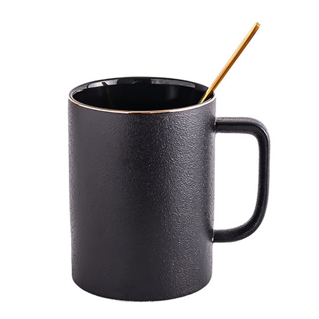 Black Vintage Ceramic Mug with Golden Circle