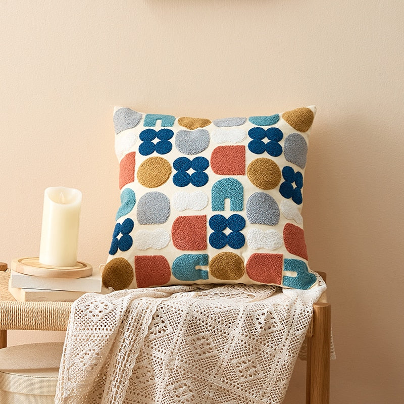 COLOURFUL Cushion Cover Embroidery Plain Style