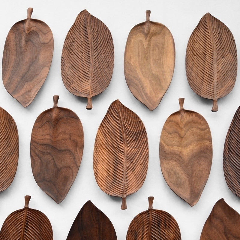 Wooden Leaf Tray Black Walnut