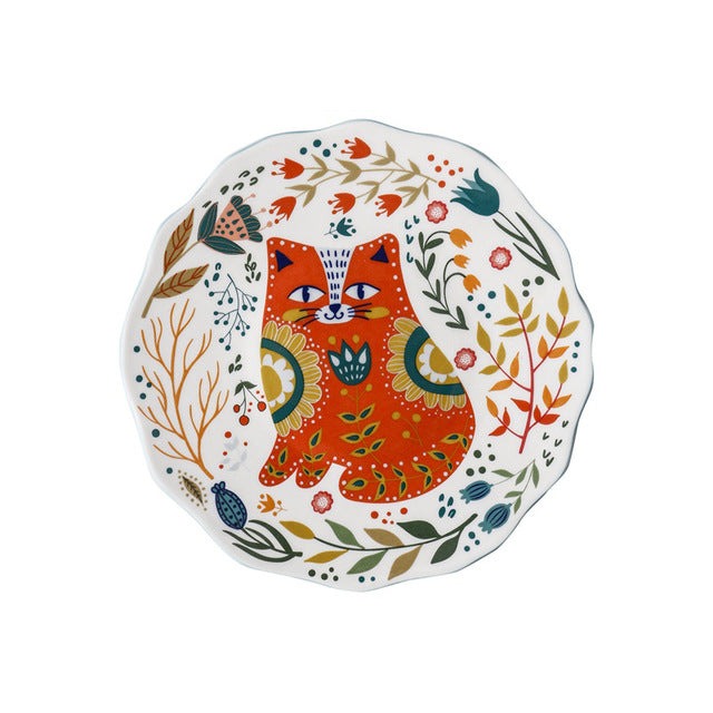 Colorful Cat Dinner Plate