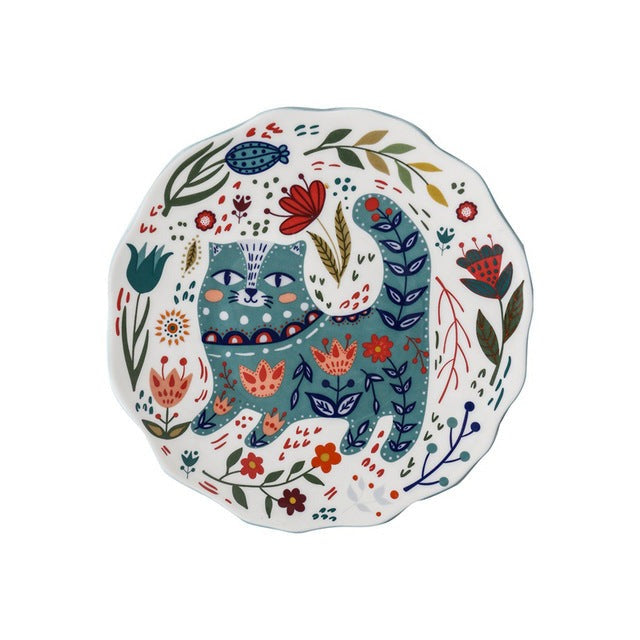 Colorful Cat Dinner Plate