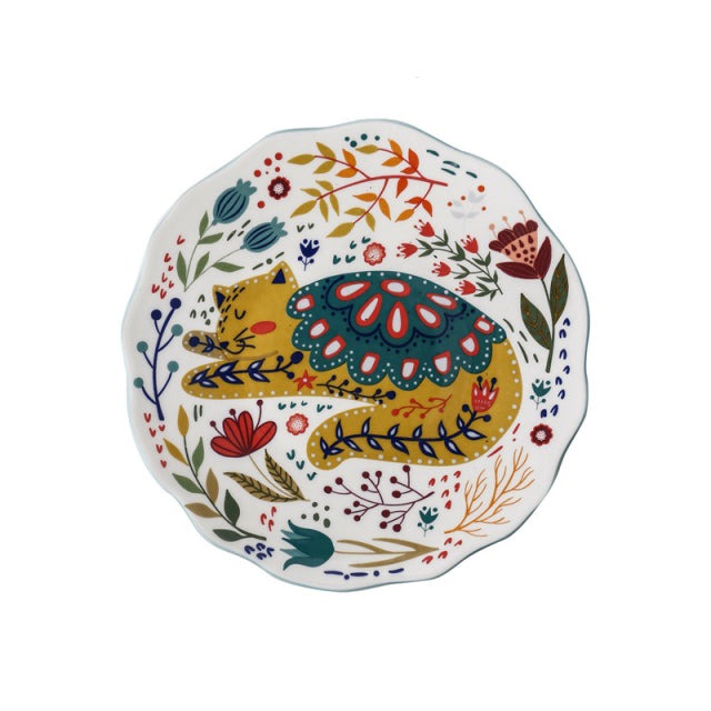 Colorful Cat Dinner Plate