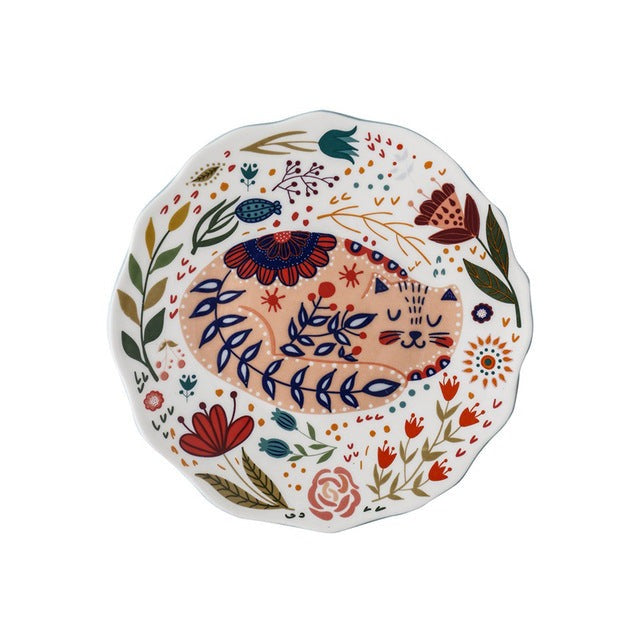 Colorful Cat Dinner Plate