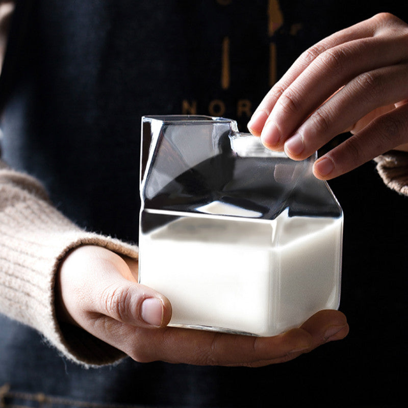 Glass Milk Cup Square Japanese Style