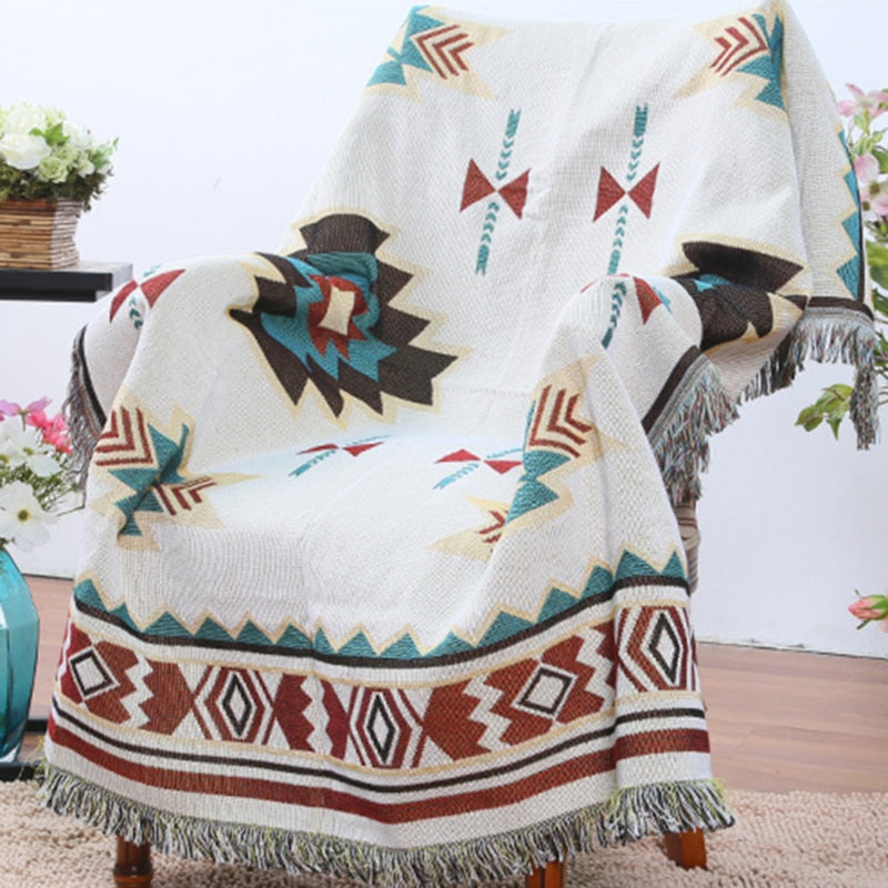 Ethnic Style Geometric Sofa Blanket