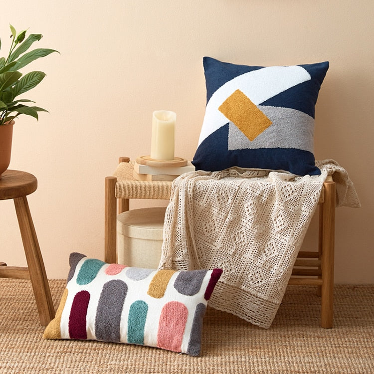 COLOURFUL Cushion Cover Embroidery Plain Style