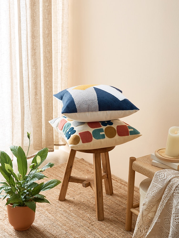 COLOURFUL Cushion Cover Embroidery Plain Style