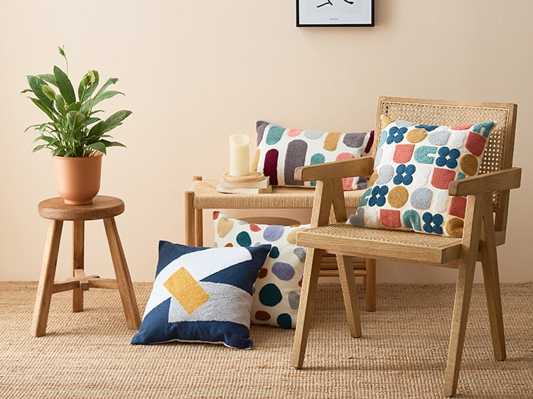 COLOURFUL Cushion Cover Embroidery Plain Style
