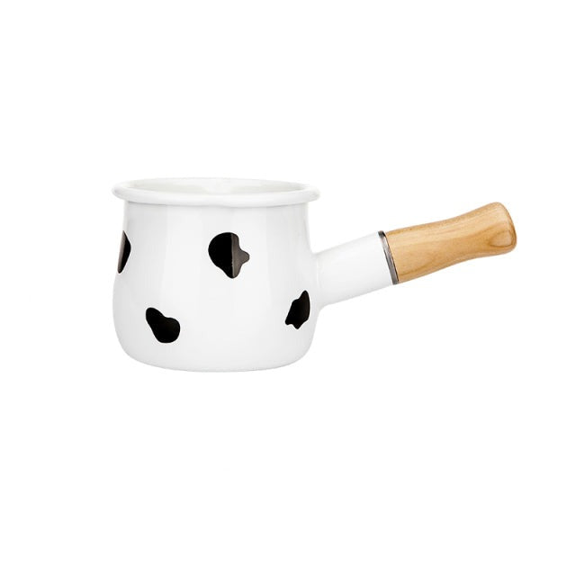 Enamel Milk Pot With Wooden Handle