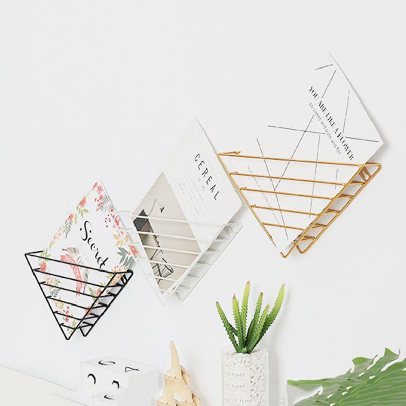 Nordic Geometric Shape Iron Magazine Storage Rack