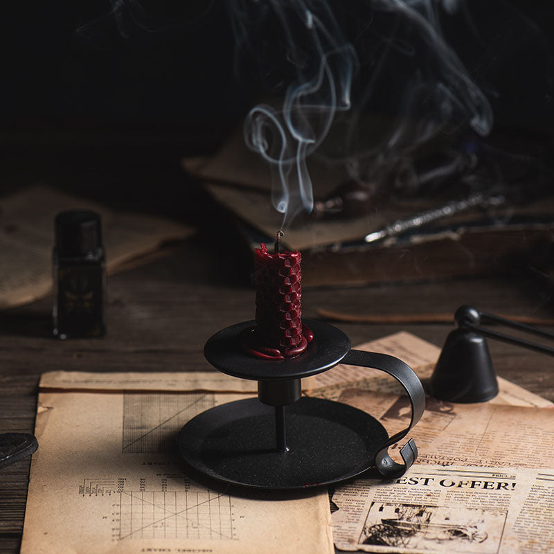 Matte Black Iron Taper Candle Holder