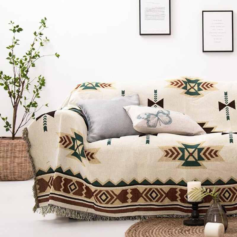 Ethnic Style Geometric Sofa Blanket