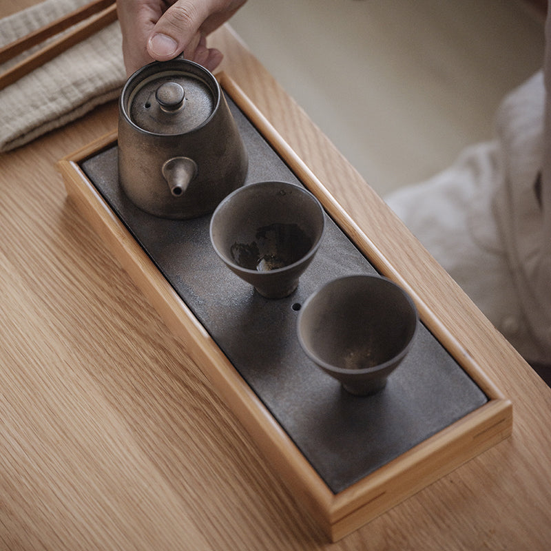 Ceramic and Bamboo Tea Trays