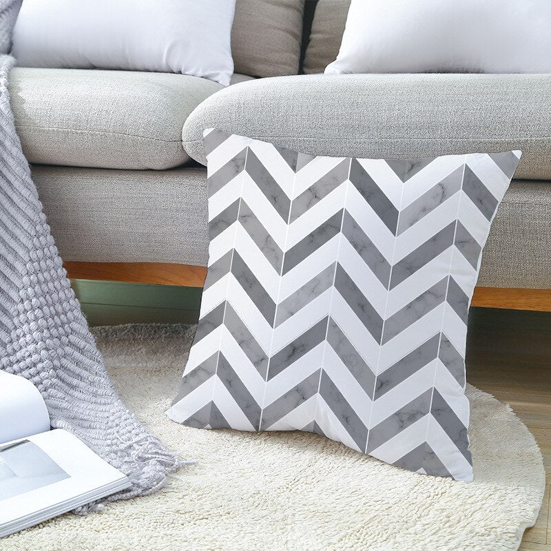 GEOMETRIC Cushion Cover Black and White Print