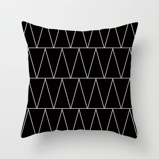 GEOMETRIC Cushion Cover Black and White Print